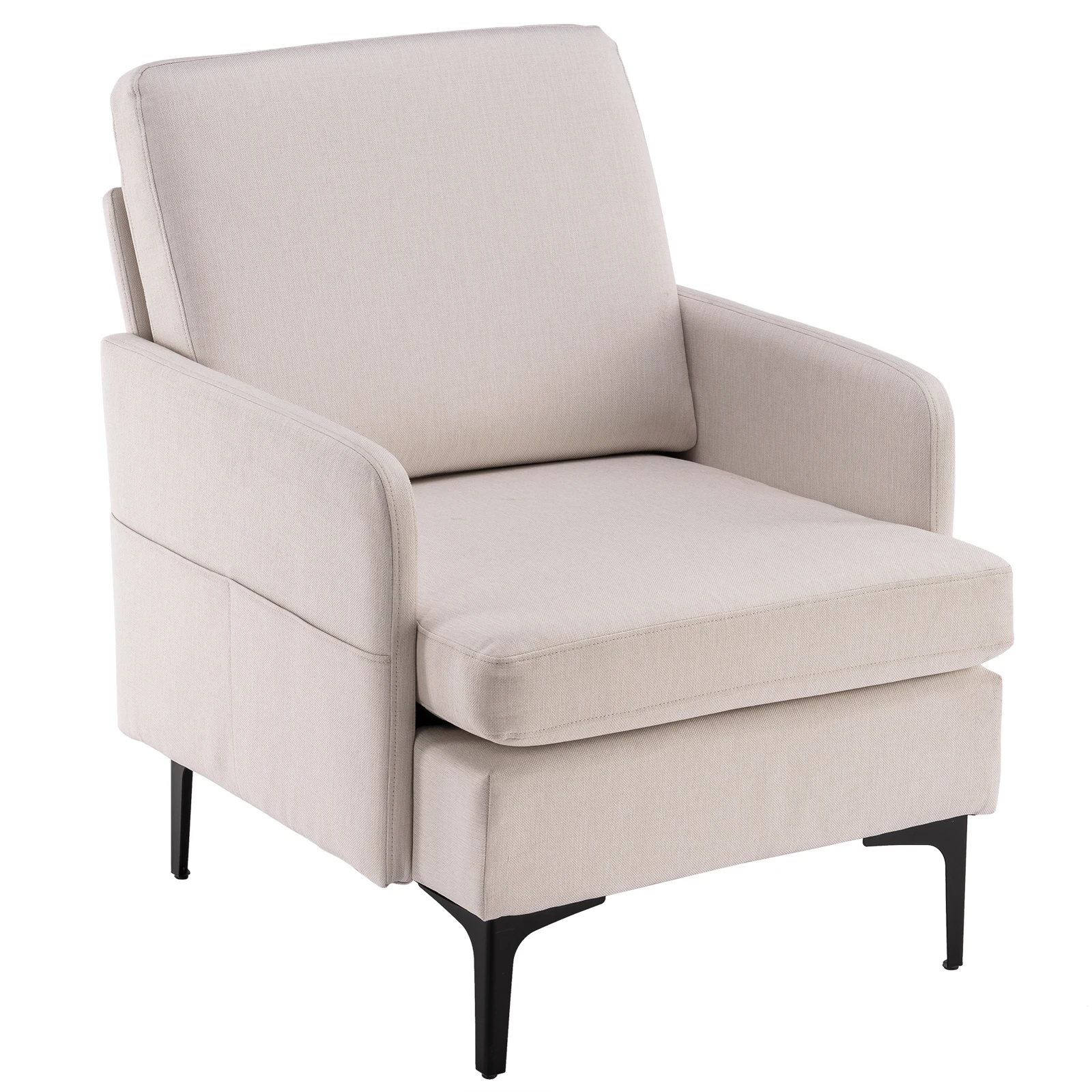 Sillón tapizado de lino, silla decorativa para sala de estar, sofá  individual, cómoda silla de lectura para el hogar, oficina, sala de  recepción (azul