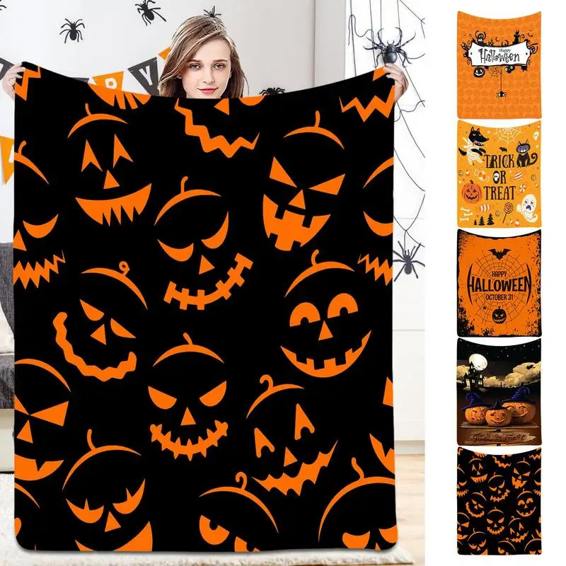 

Halloween Throw Blanket Air Conditioning Quilt Halloween Fall Thanksgiving Gift Blanket Spooky Flannel Throw Blanket Supplies