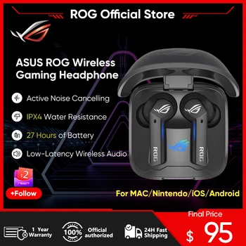 ASUS ROG Cetra 트루 무선 게이밍 헤드폰, TWS 이어폰, 저지연 IPX4 방수 ANC 노이즈 캔슬링, 안드로이드 iOS용