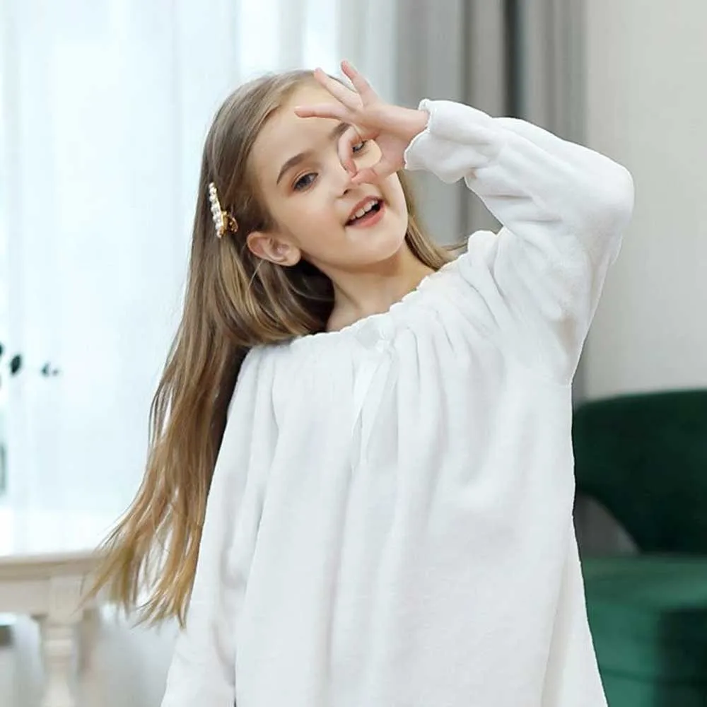 Girls Sleepwear Kids Nightgown Nightdress Pajamas for Children's Flannel Double Fleece Long Princess Autumn Winter