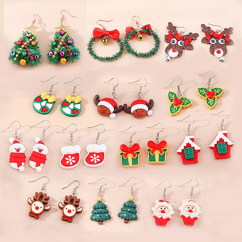 New Christmas Snowman Bells Dangle Earrings For Women Girl Creative Elk Snowflake Tree Earring Christmas Party 2022 Jewelry Gift