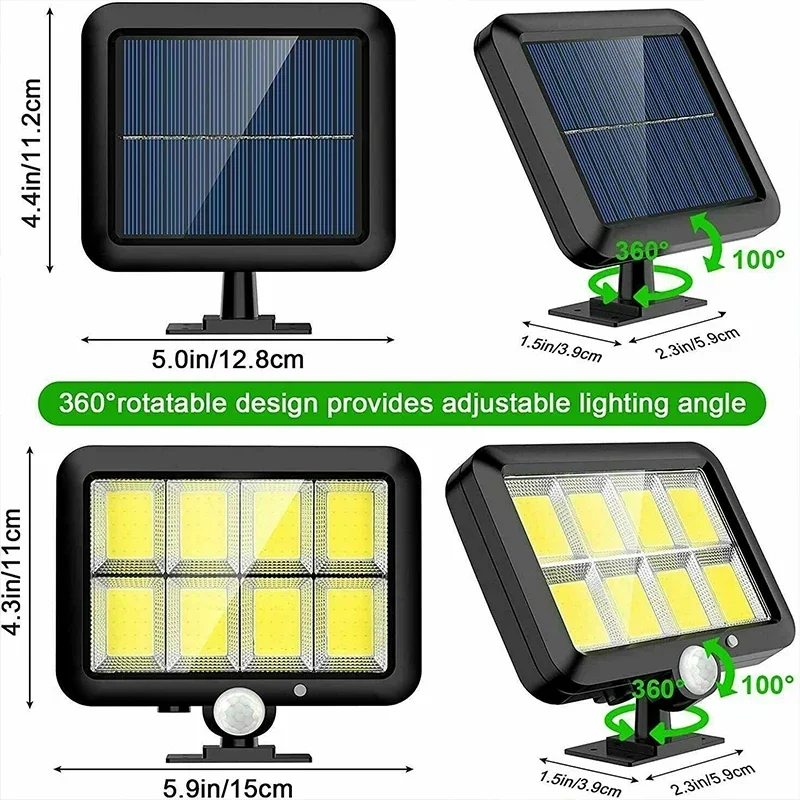 Solar Powered Outdoor Wall Light with Motion Sensor and Remote Control, Waterproof IP65, Bright COB