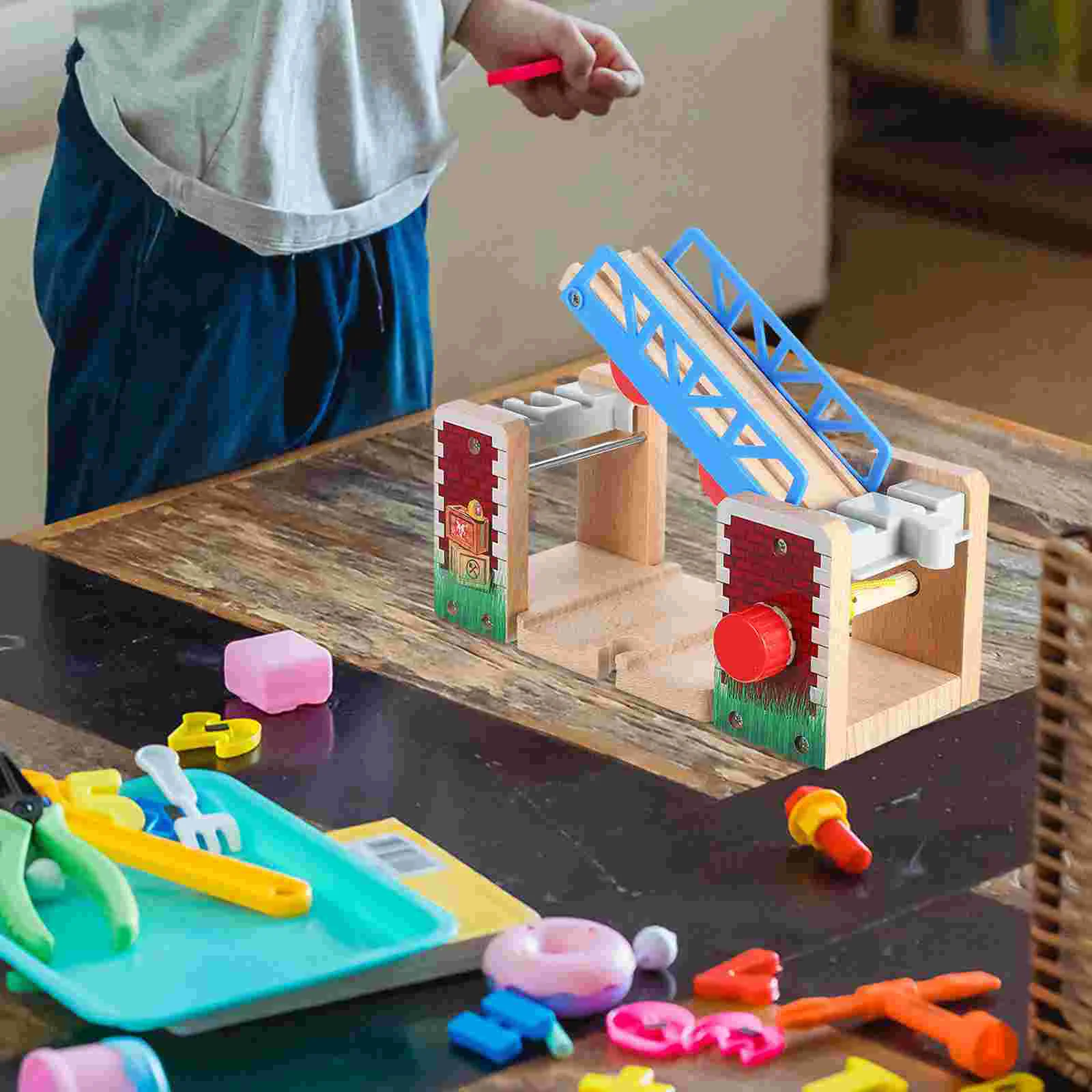 Train Track Accessories Wooden Educational Toys Washable Railway Scene Prop Lifting Bridge Plastic Toddler