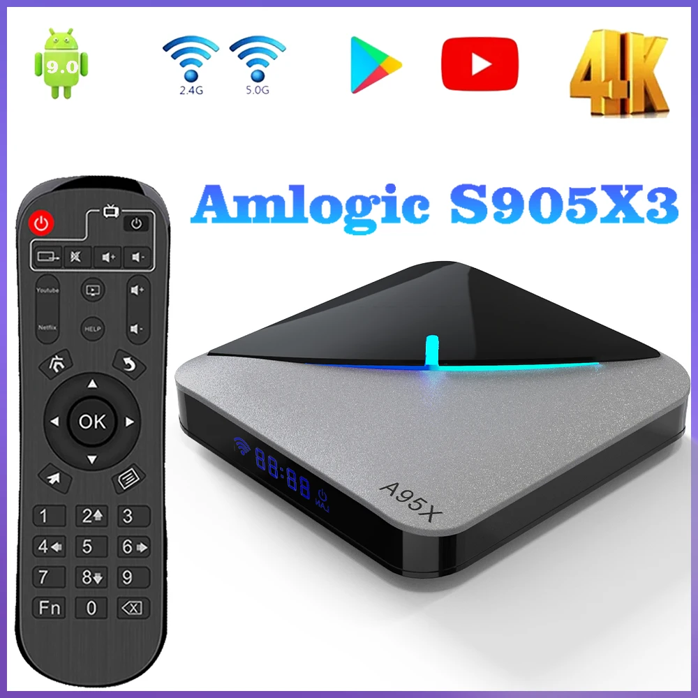 

Smart TV BOX A95X F3 Air 4K 2.4G/5G Dual Wifi 3D HD RGB Light Amlogic S905X3 4GB 32GB 64GB Android 9 Set Top TV Boxs