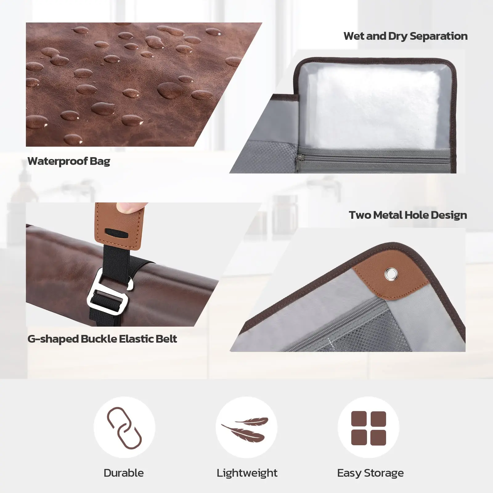 Men's Travel Toiletry Organizer - Water-Resistant Hanging Shaving Bag in PU Leather
