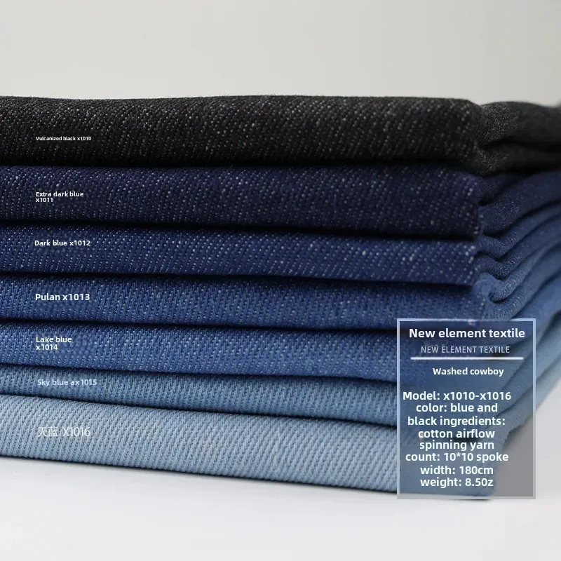 Blue Non-Stretch Washed Denim Fabric 290g Fashion Pants Skirt Jacket Baggy Skirt Denim Material 10 Pieces for Clothing Making