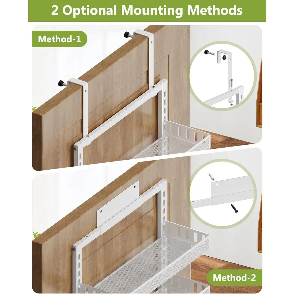 6-Tier Over The Door Pantry Organizer, 2 in 1 Large Door Spice Rack with Adjustable Metal Baskets, Heavy Duty Hanging