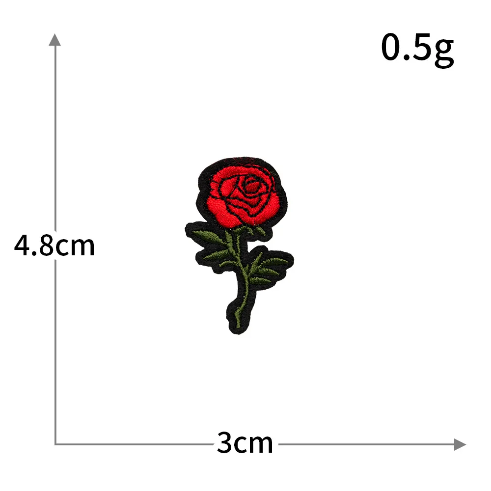 Red Rose Embroidery Patch - Decorative DIY Cloth Accent for Fashion & Accessories