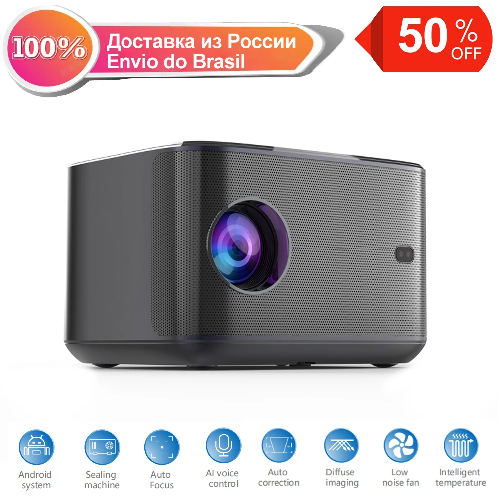 

Видеопроектор для домашнего кинотеатра Vivicine A6 Full HD 4K, Smart WiFi, Bluetooth, Android 9,0, 1080P, x P