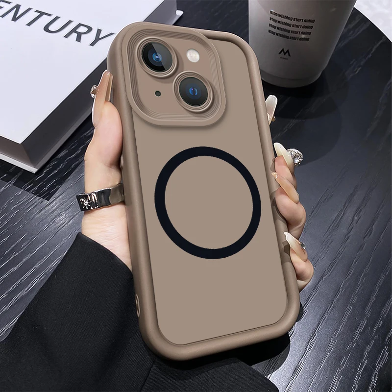 Silicone Phone Case with Lens Protection and Magnetic Wireless Charging Sticker