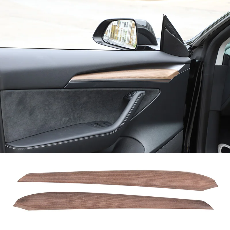 

For 2021-2022 Tesla Model 3 Y ABS Pear Wood Grain Car Interior Door Panel Decorative Strip Sticker Car Interior Accessories