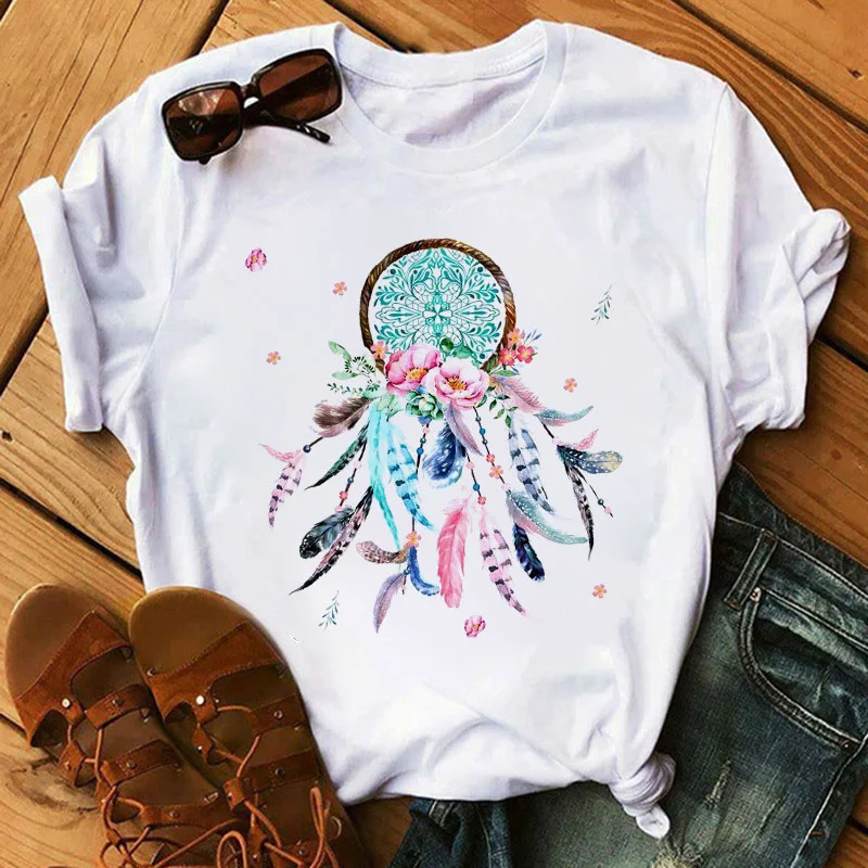 

Funny Women T-shirts Dream Catcher Printed Tshirt Harajuku 90s Ulzzang Girls T Shirt Summer Fashion Short Sleeved Tshirt