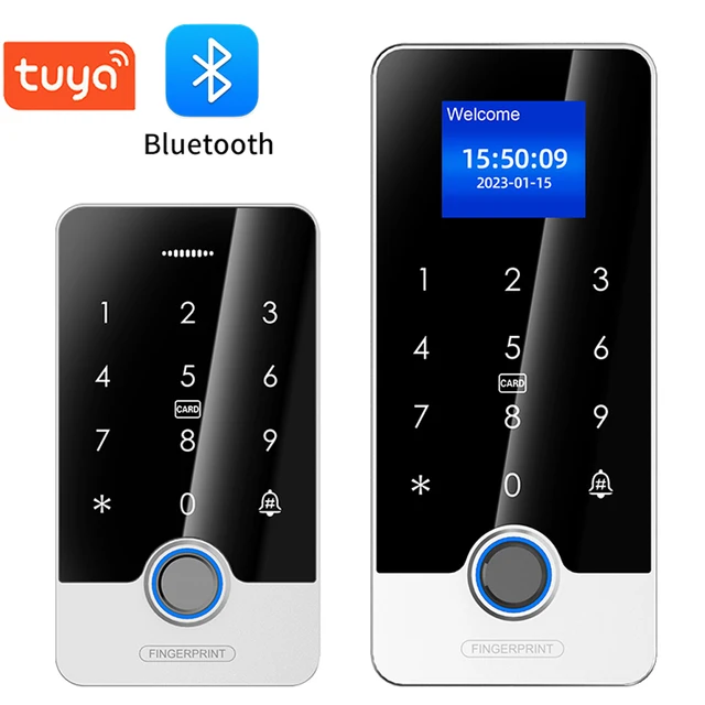 Tuya APP Door Lock Access Control System Kits With 1.77In Screen Bluetooth Keyboard Fingerprint RFID IC Card Reader Metal Keypad 1