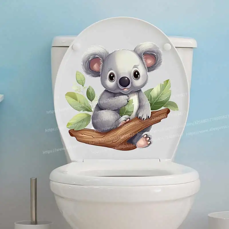 Cute Baby koala Toilet Sticker Bathroom Toilet Cover Sticker Wall Stickers Animal Accessories For Home BathRoom Decoration S18