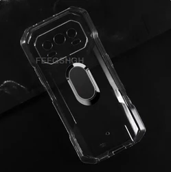 Durable 6.78 TPU Soft Silicone Phone Case with Back Ring Holder Bracket for Armor 27T Pro (Clear Tpu A Black)