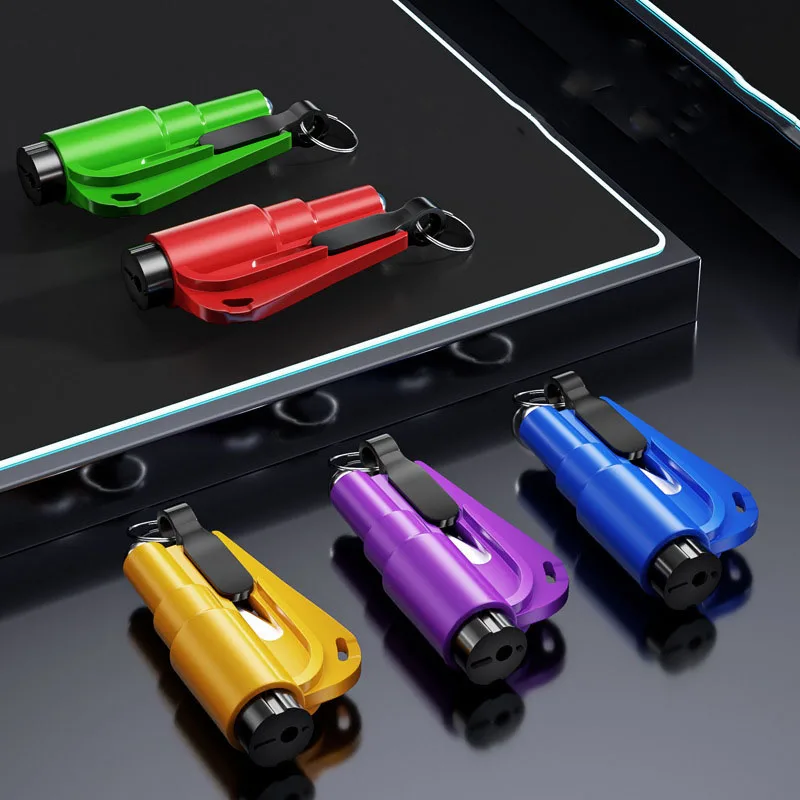 Car 3-in-1 Mini Window Breaker Emergency Safety Hammer Keychain Alloy car safety hammer window breaker safety hammer