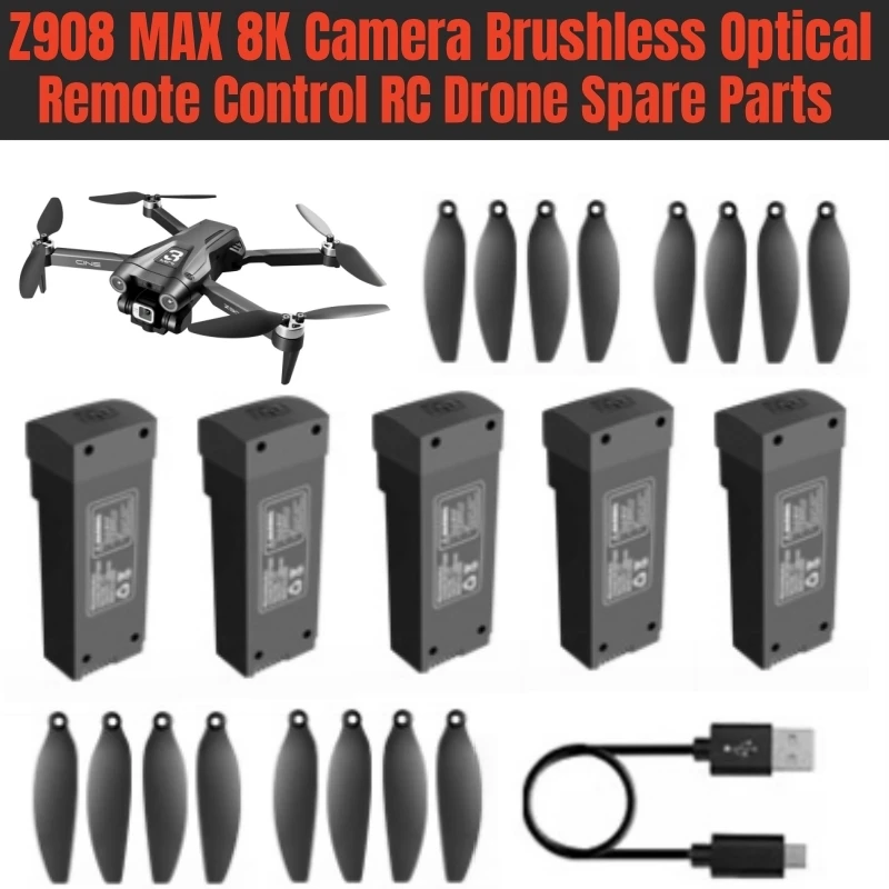 

Z908 MAX 8K Camera Brushless Optical Flow Hover Radio Control RC Drone Quadcopter Spare Parts 3.7V 2000MAH Battery/Propeller/USB