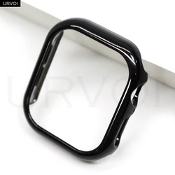 URVOI Electroplated Apple Watch Bumper Frame Case - Half Protector, Anti - Scratch PC Cover for 45mm Series 789 (Black)