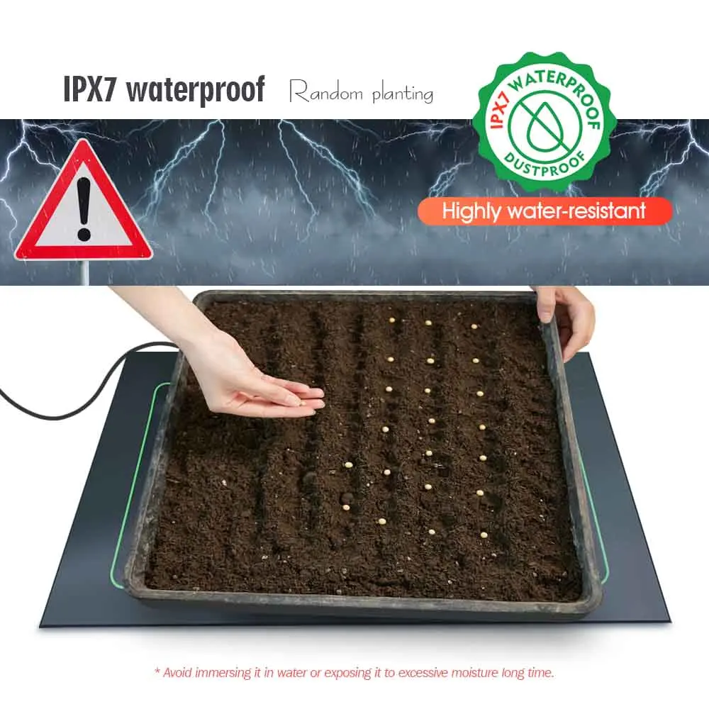 9-100W PVC Plants Heating Pad 16℃ to 40℃ Adjustable Thermostat Indoor Garden Grow Seedling Nursery Waterproof Reptile Heat Mat