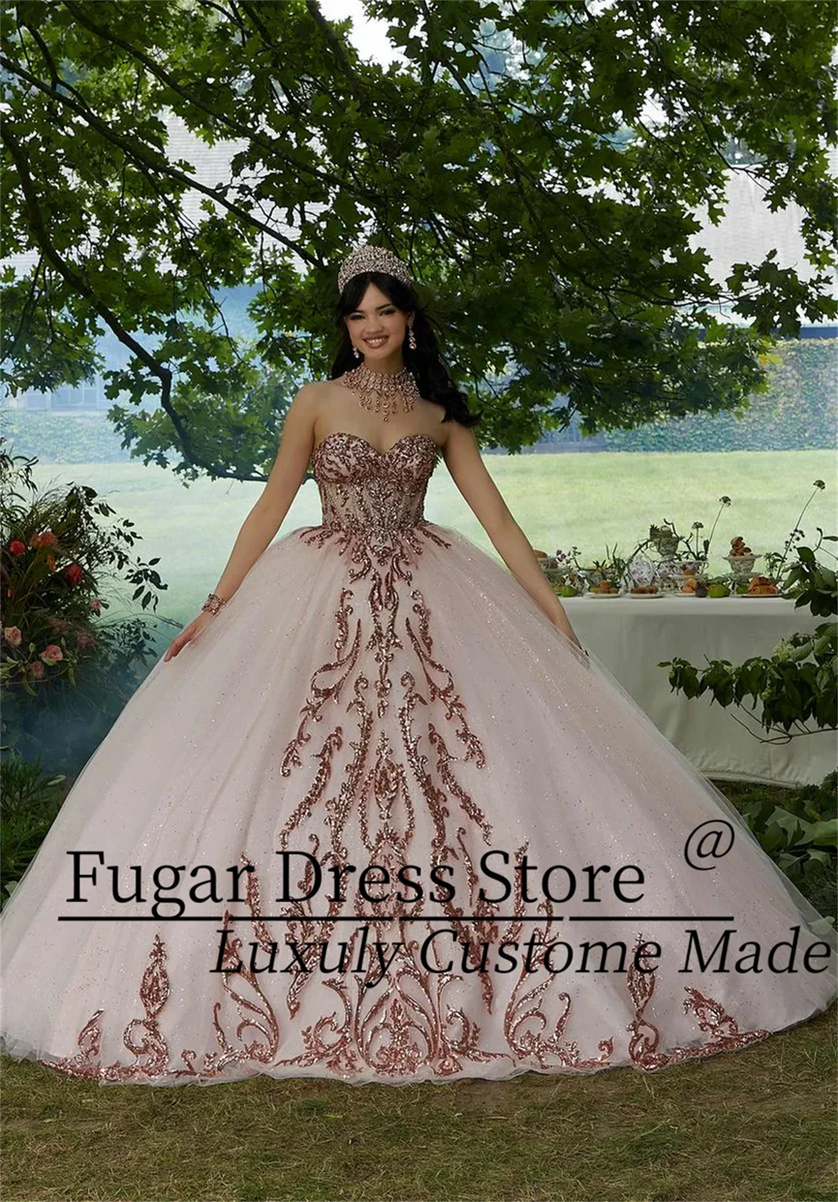 Shining Rhinestones Crystal Beads Quinceanera Dress Detachable Shoulder Sleeves Birthday Party Sweet 16 Vestido De 15 Anos
