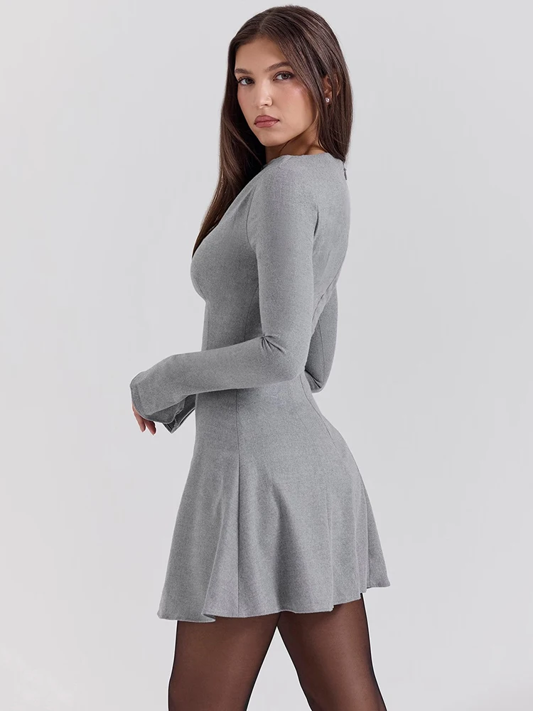 Elegant Long Sleeve Bodycon Party Evening Dress Women Autumn/Winter New Round Neck Short Skirt Slim Elegant Vestido 2025