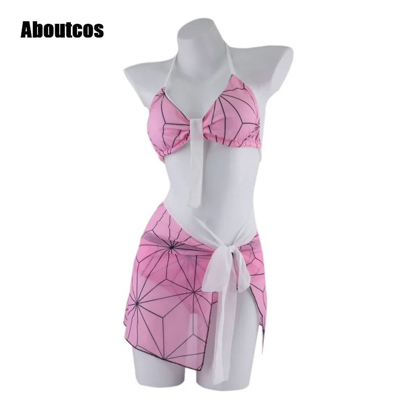 

Aboutcos Demon Slayer Kamado Nezuko Cosplay Costume Swimsuit Outfits Halloween Carnival Suit