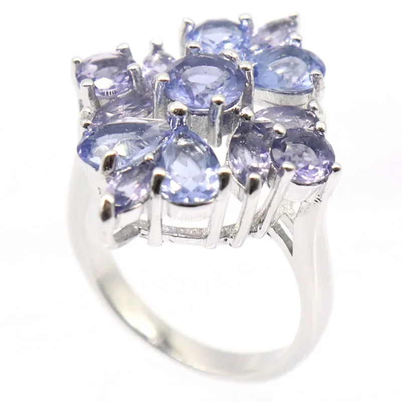 5g Customized 925 SOLID STERLING SILVER  Rings Gorgeous Rich Blue Violet Tanzanite Iolite Tanzanite Woman's Present Sz 6-11