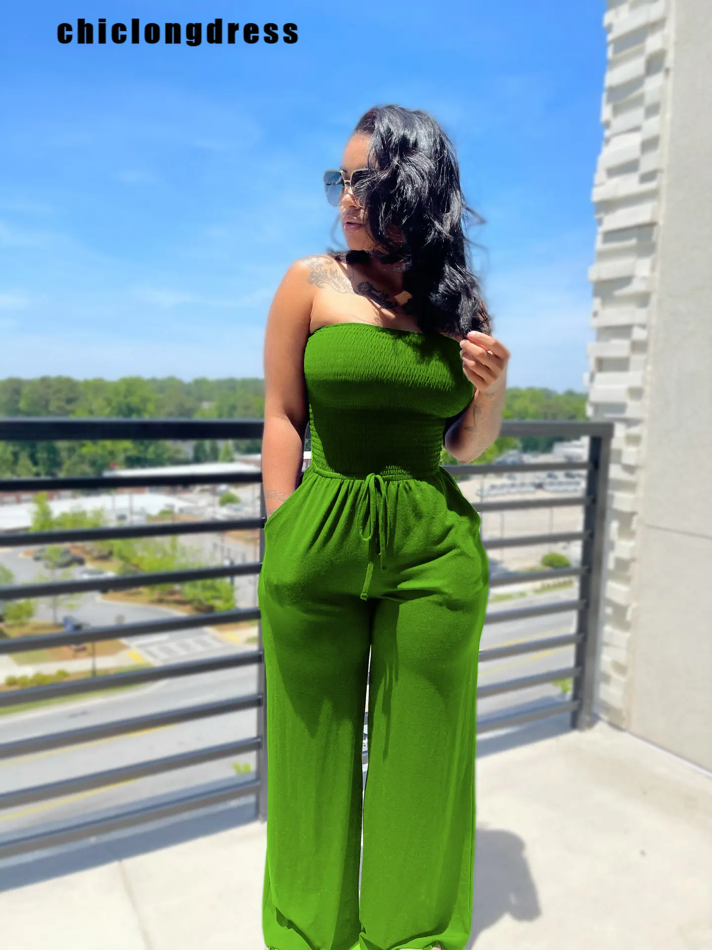 Summer Sexy Tube Top Wide-leg Jumpsuit Women Fashion Casual Loose Jumpsuit Women