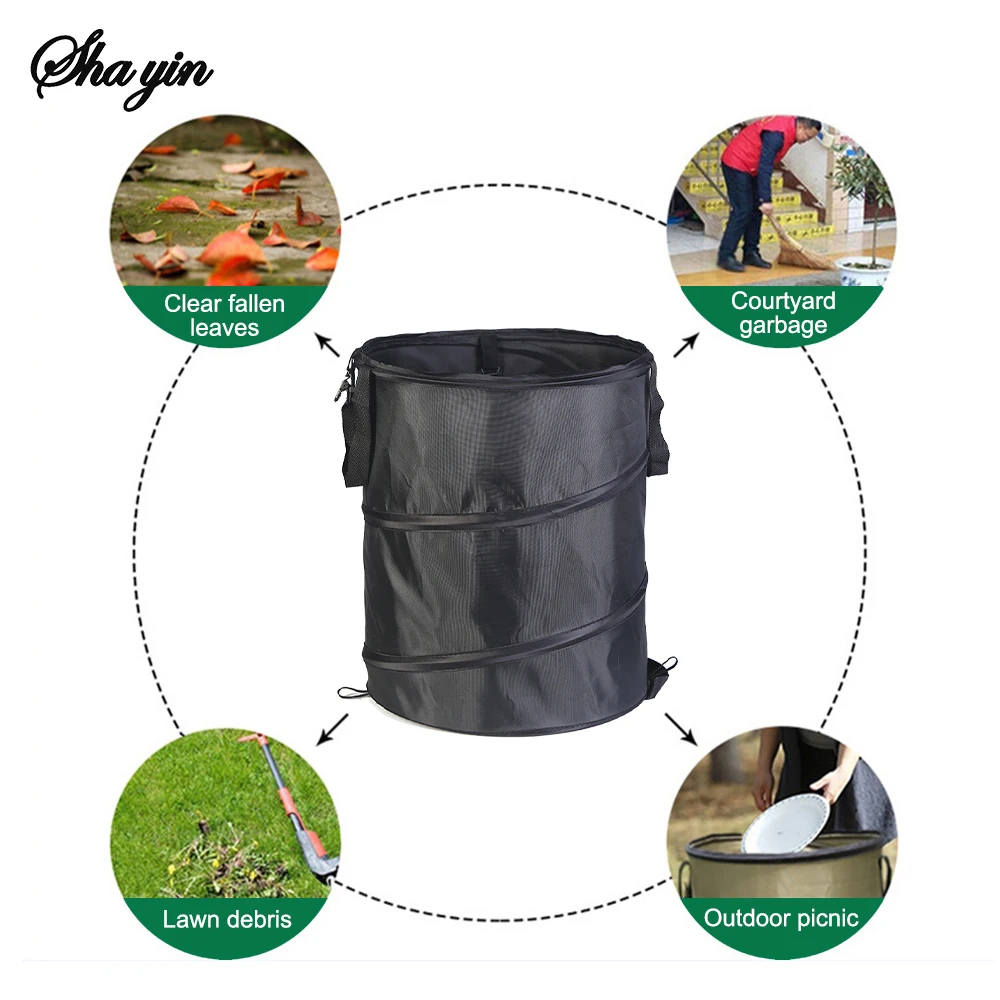 1pc Pop-up Trash Can, Outdoor Portable Camping Folding Trash Can Camping Trash Can Gardening Garden Garbage Bag Garden Leaf Buck 5