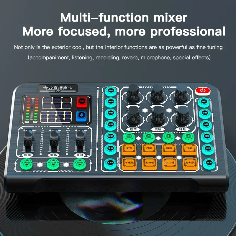 Live Sound Card Studio Record Professional Soundcard Bluetooth Microphone Mixer Voice Changer Live Streaming Mixer New