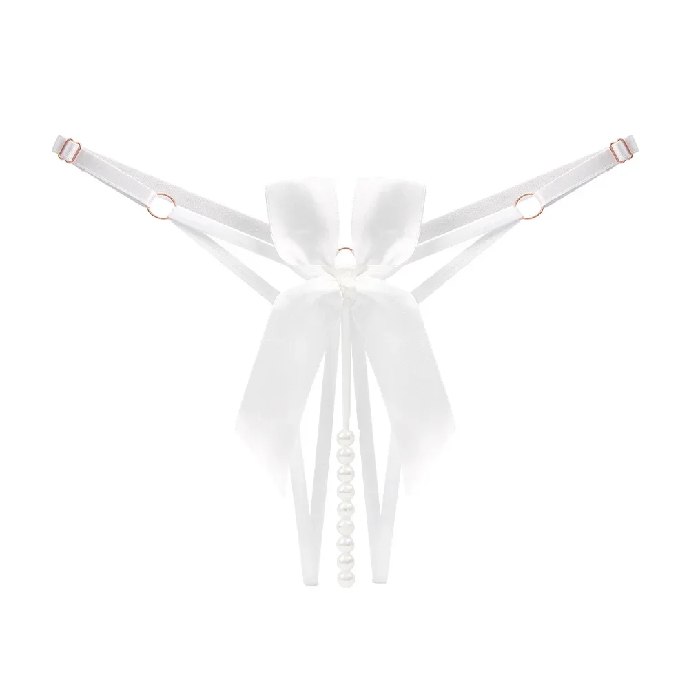 Black Thongs Women's Panties 1PC Sexy Bow Beading Lingerie Female Underwear Low Waist G-string Ladies Трусы Женские Bragas Mujer