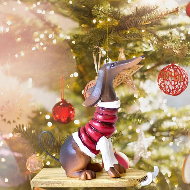 Christmas Acrylic Dog Tree Ornament Funny Dachshund Dog Shaped