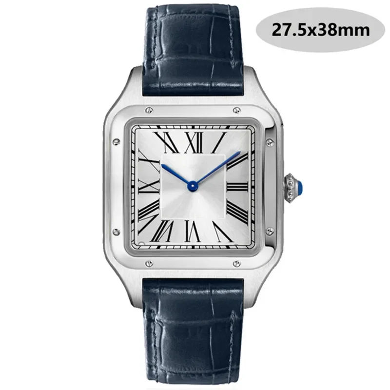 

Luxury High Quality Lovers Quartz Watch Mens Women Fashion Square Leather Men Gold White Sapphire Wristwatch