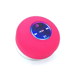 Portable Waterproof Bluetooth Speaker with LED RGB Lights and Suction Cup (Pink)