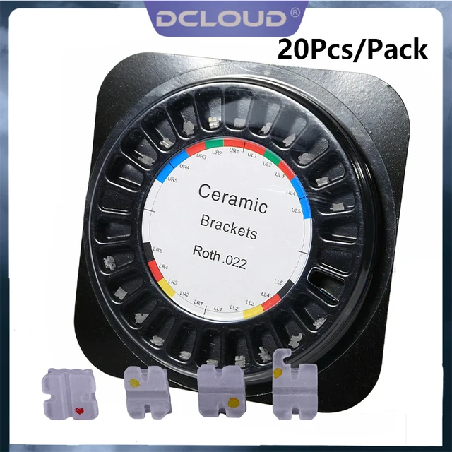20Pcs/Pack Dental Orthodontic Clear Ceramic Brackets Braces Roth/MBT/Edgewise Slot.022 Hooks 345/Hook 3 Dentist Ortho Materials