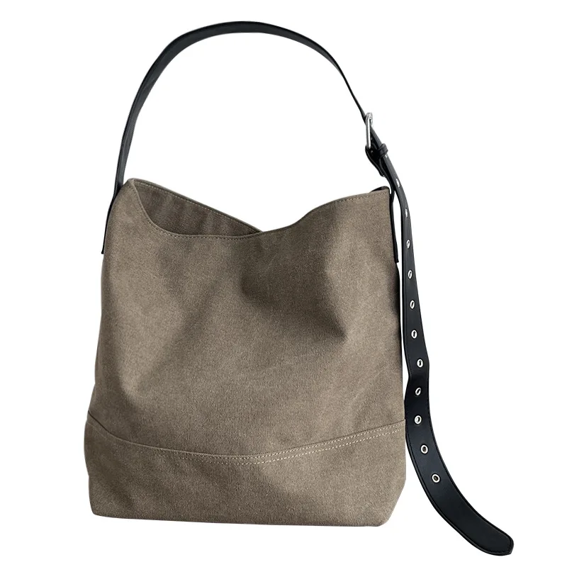 Casual Canvas Bucket Bag NEW Large Capacity Commuting Shoulder Bags For Women Designer Crossbody Bag 2025 Handbag Shopper Purse