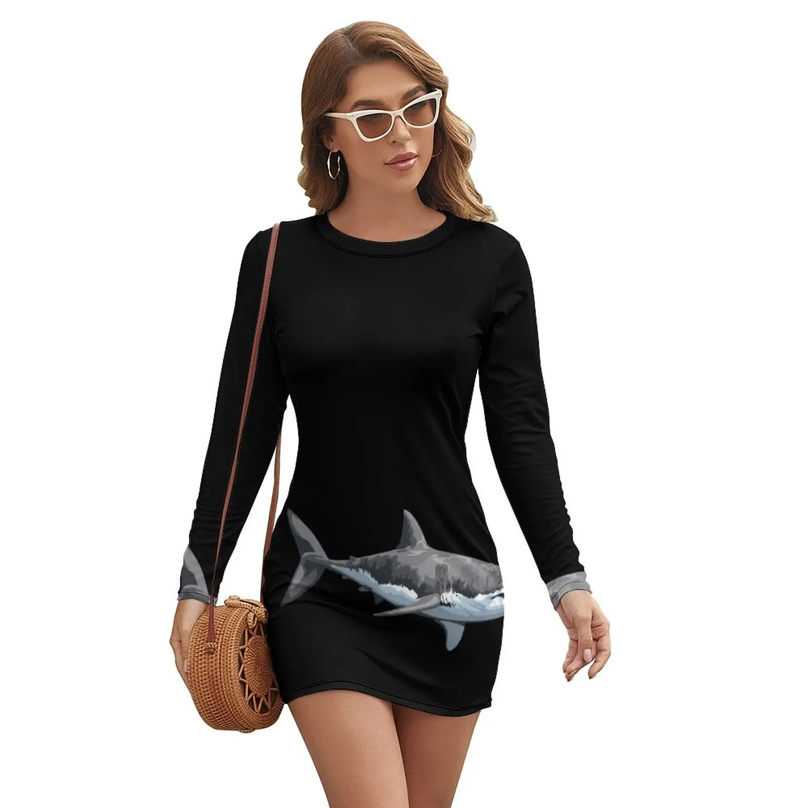 

Great White Shark Long-sleeved Dress evening dress ladies women formal occasion dresses Women's summer dress