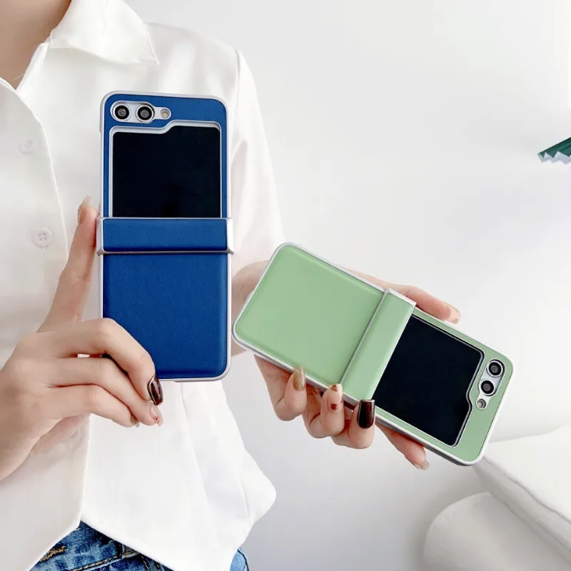 

Candy Color Leather Phone Case for Samsung Galaxy Z Flip 5 4 3 Protective Back Cover for ZFlip5 ZFlip4 ZFlip3 Case Shell