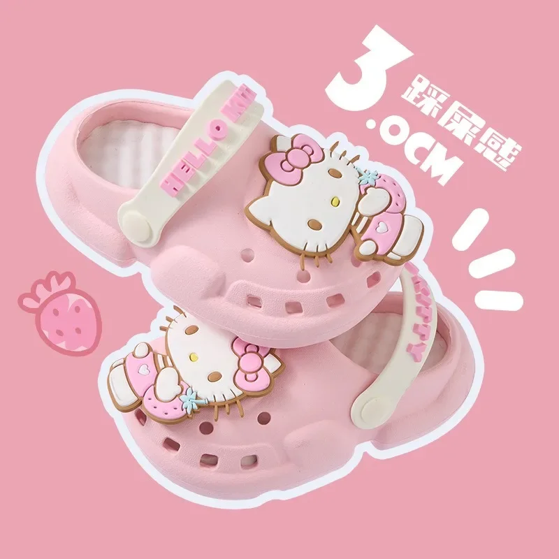 Women Cute Slides Summer Outdoor Sandals Non Slip Cloud Kuromi Cinnamoroll Hole Shoes Fashion Design Hello Kitty Slippers 3