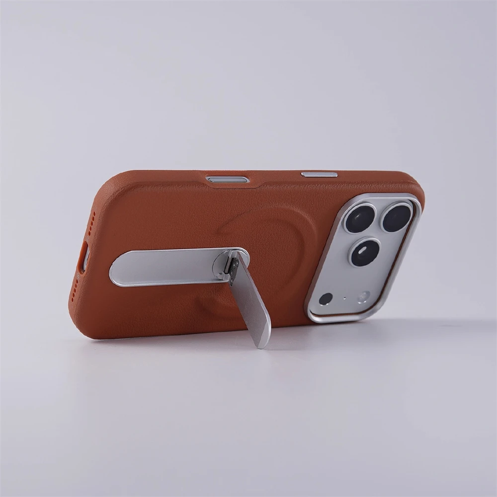 Premium Rotation Kickstand Business PU Leather Case with MagSafe Magnetic Matte Shockproof Cover