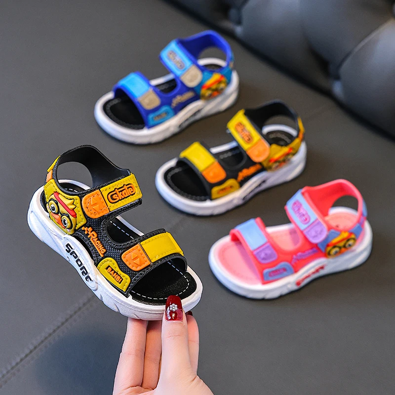 Children's sandals Summer new boy cartoon fashion Big children's sports sandals flat open-toe beach shoes