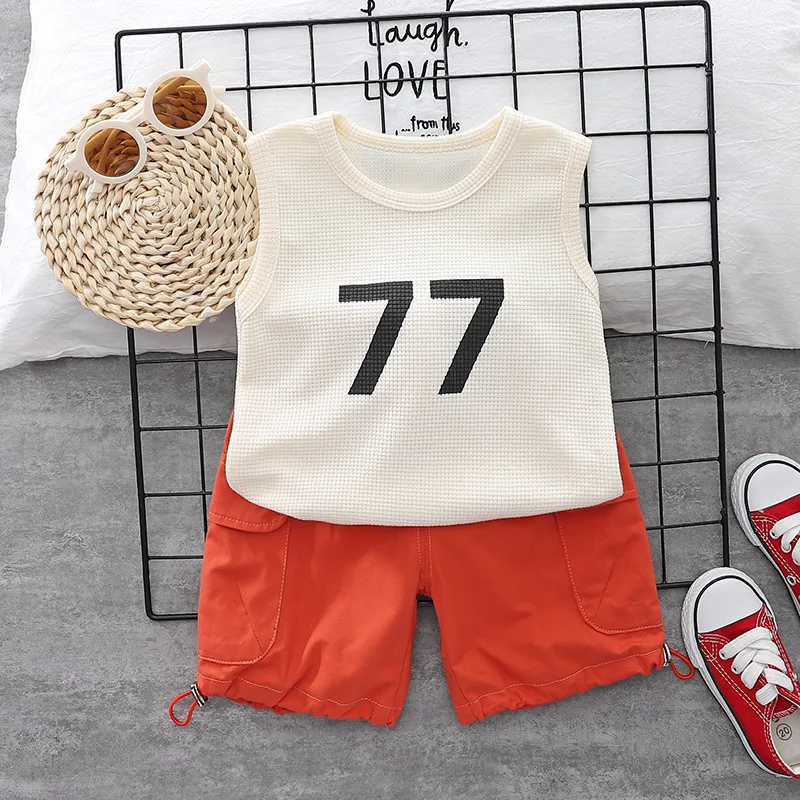 

Luxury Baby Boy Clothes Summer Suit for Kids Digit Printed O-neck Sleeveless Vest and Shorts Tracksuits Toddler Boys Outfit Sets