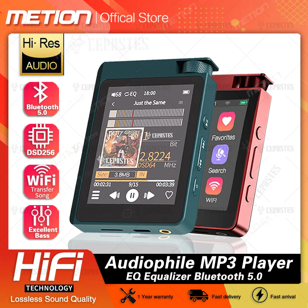 Reproductor de música MP3 32G Bluetooth 5.0, pantalla táctil completa HiFi  sin pérdidas, altavoz de entrada de línea, con grabadora de línea, radio