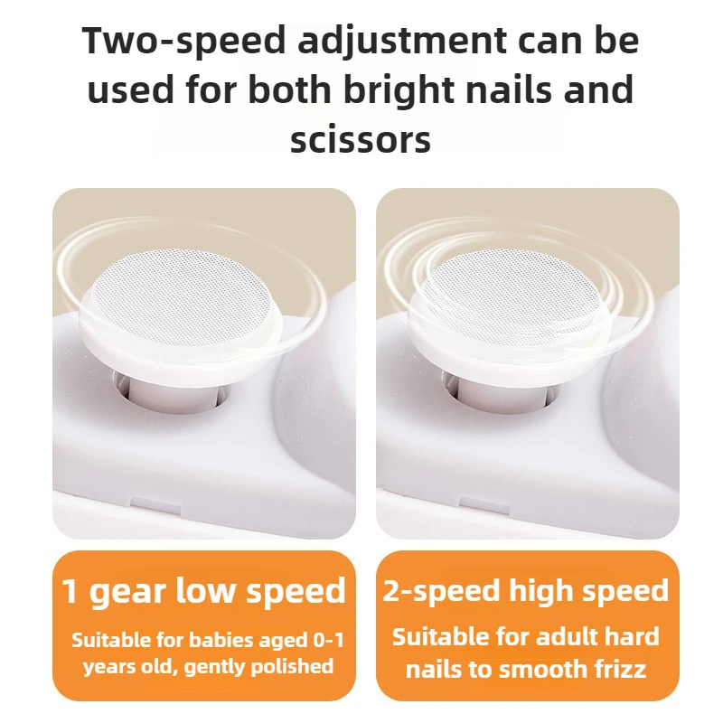 USB Rechargeable Nail Trimmer Polisher Automatic Electric Nail File Cutter 2 in 1 Anti-Pinch Nail Clipper for Children & Adults