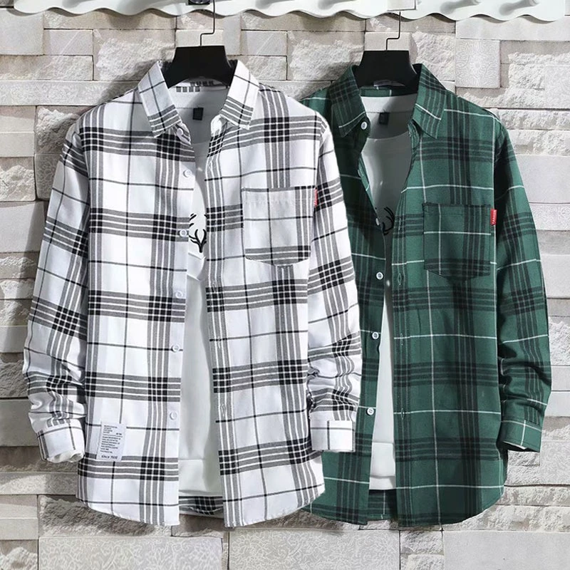 Loose Fit Plaid Long Sve irt Thin Casual Spring Autumn New Sle Men's Workwear Jaet Youth ular Daily Wear