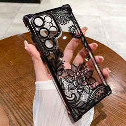 Elegant Black Lace Floral Plating Anti - Fall Phone Case for Realme 9 Pro Plus 5G (DDB - CC260115Q1)