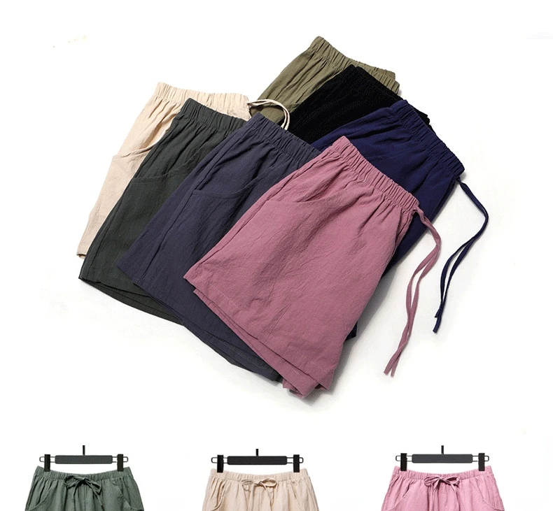 african dresses Hot Summer New Women's Shorts Casual Cotton Linen Shorts Plus Size High Waist Short Fashion Woman Streetwear Short Pants X165 dolphin shorts