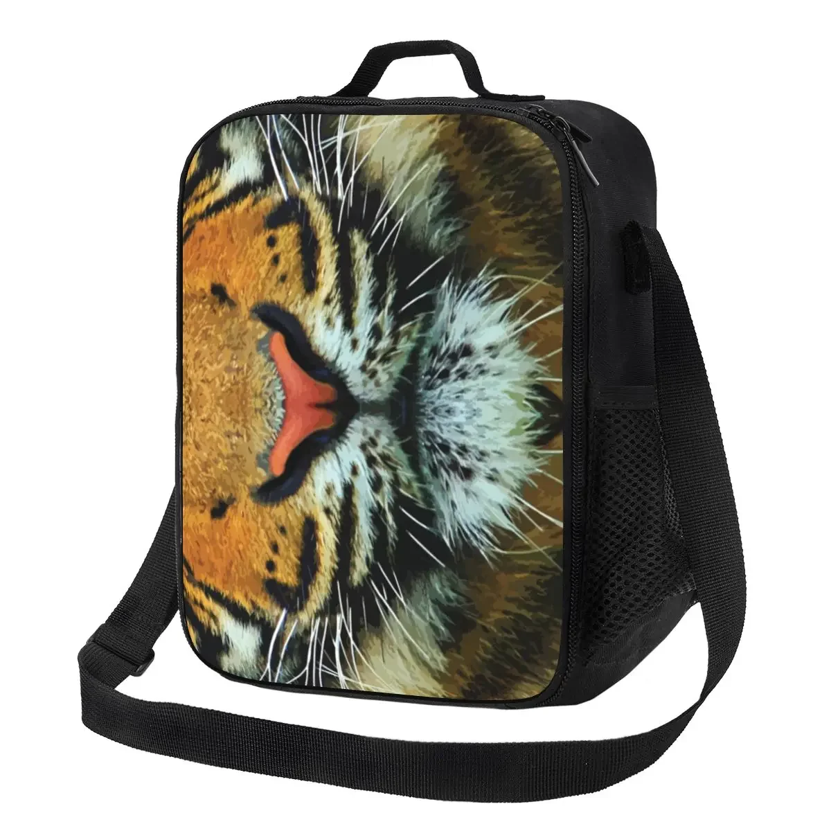 

Tiger Exotic Animal Insulated Lunch Bag for Women Cat Lover Cooler Thermal Lunch Tote Beach Camping Travel