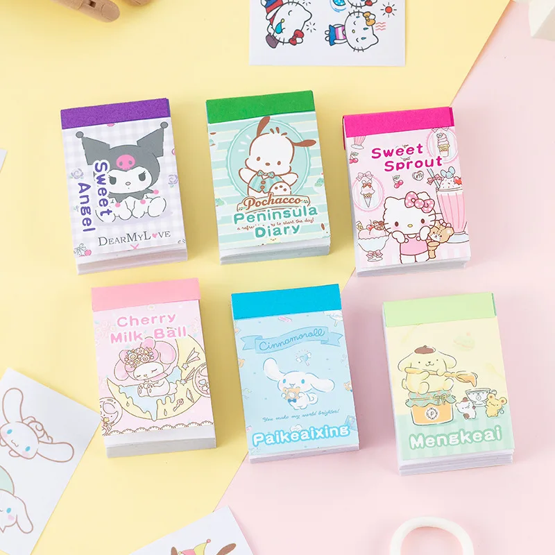 

50Sheets Sanrio Stickers Book Hello Kitty Cinnamoroll Kuromi Kids Mini Sticker Decorative Hand Account Laptop Stationery Decals