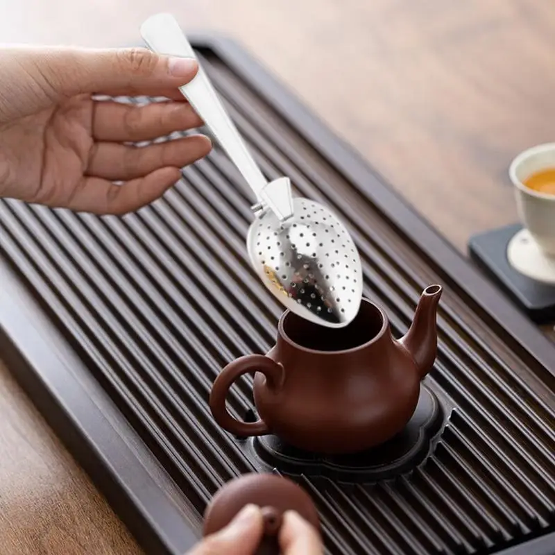 Stainless Steel Tea Infuser Snap Ball Tea Strainer With Long Handle Fine Holes Interval Diffuser Steeper For tea coffee